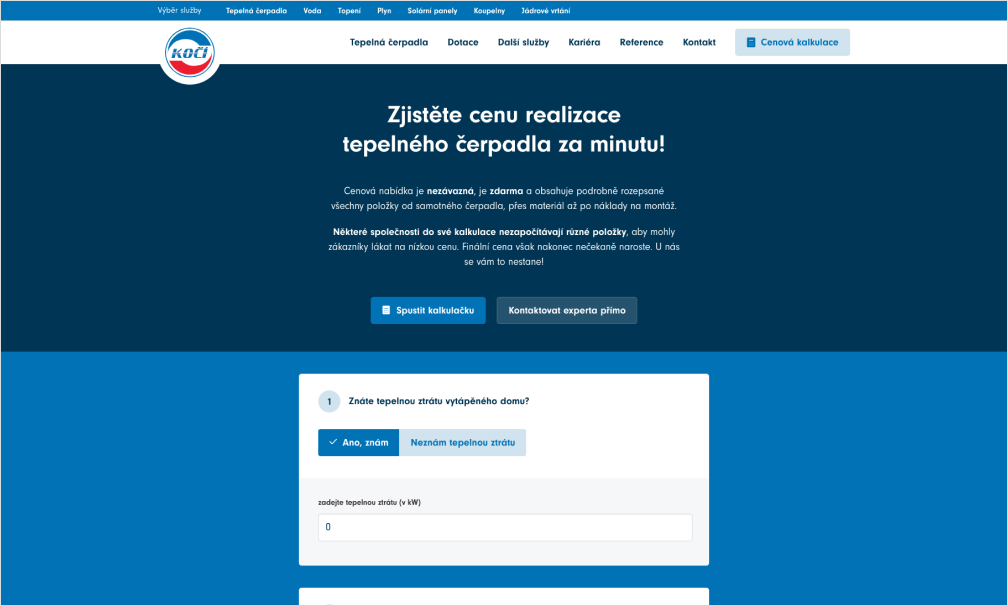 Ukázka kalkulačky na webu vtpkoci.cz